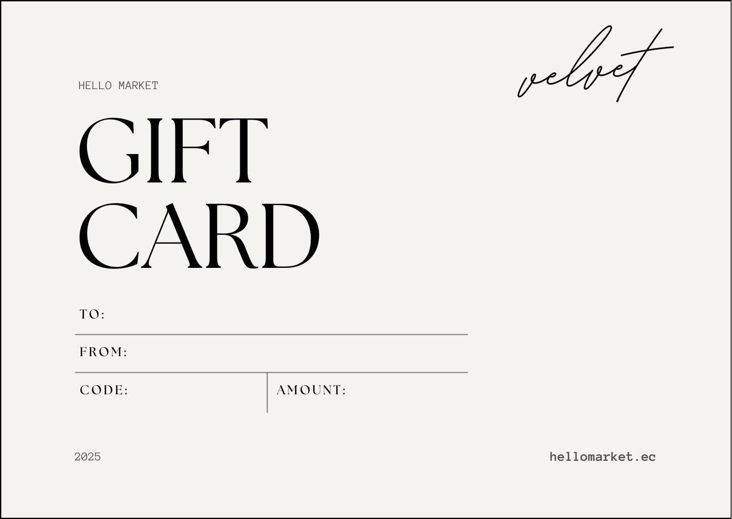 Tarjeta de Regalo 02 x velvet